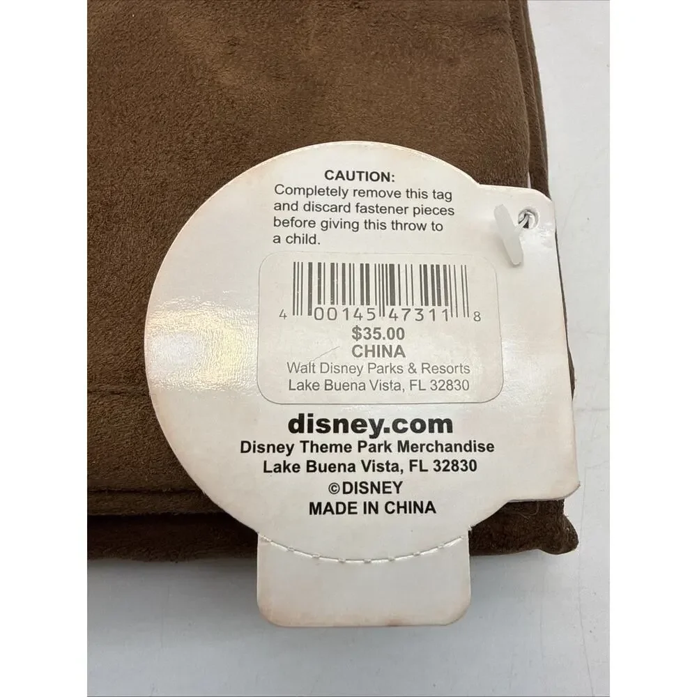 Vtg Disney 1971 Collectible Throw Blanket Brown Faux Suede Mickey Mouse 50x60